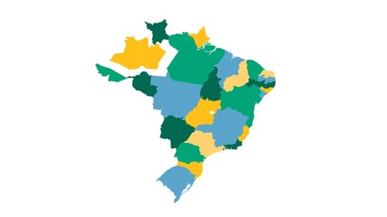Brazil Map Animation formed by states and rotating