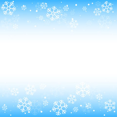 Christmas winter blue background with falling snow and snowflakes. Vector Illustration.