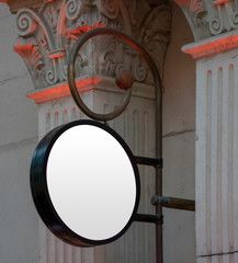 Modern white hollow round signboard.Mockup signboard 3d rendering