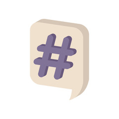 Hashtag Icon with Speech Bubble, Social Media Flat Icon Vector. - 301238669