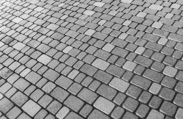 Stone blocks made of stone. City pavement paved with stone pavement.