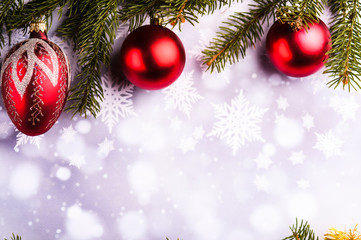  Christmas composition Christmas tree branches and balls on the background8