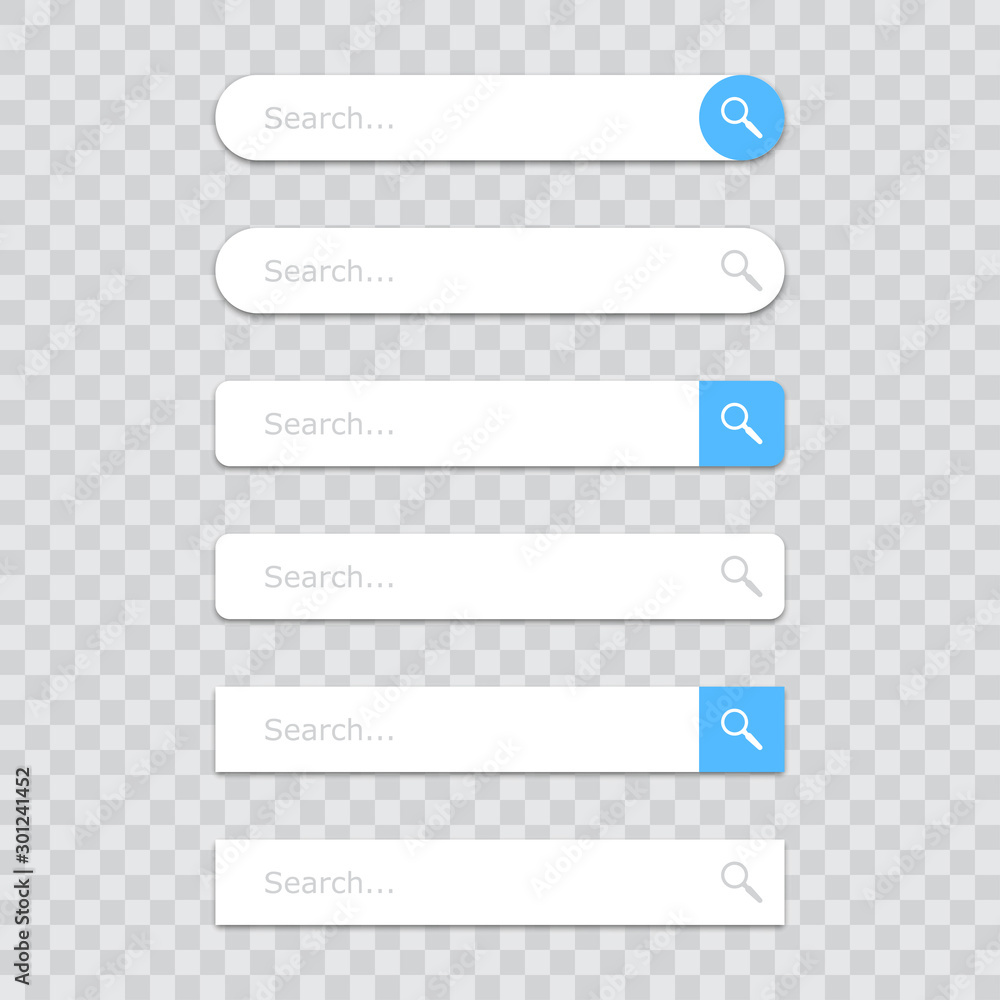 Poster Set of search bar icons on a transparent background