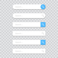Set of search bar icons on a transparent background