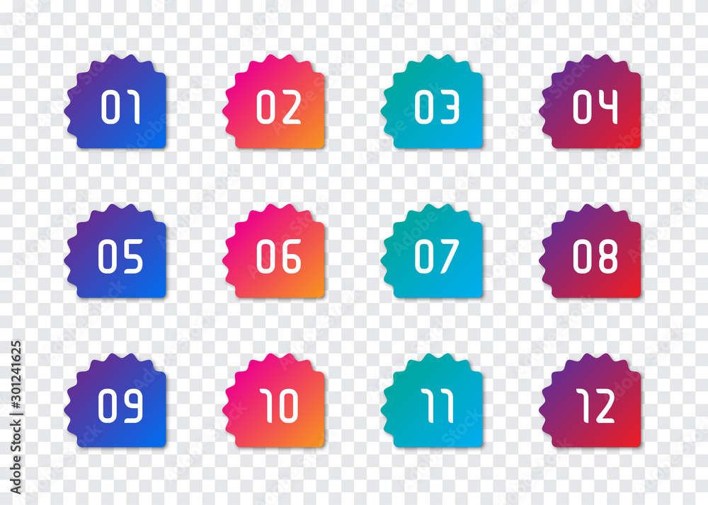 Poster Set of number bullet point 1 to 12
