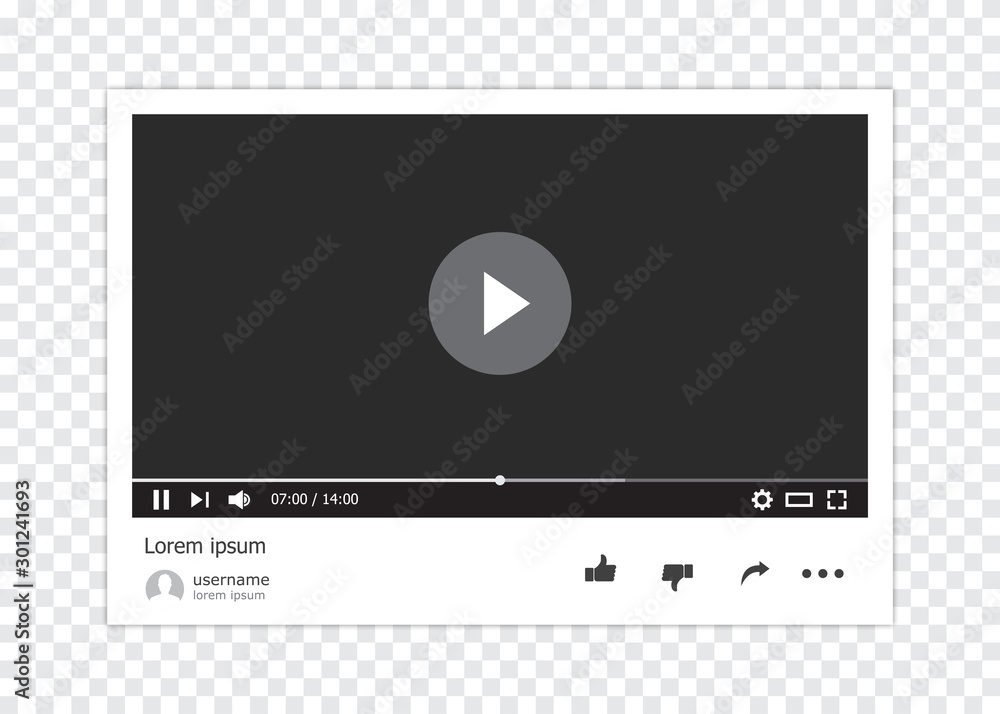 Poster Mockup of desktop web video player on a transparent background