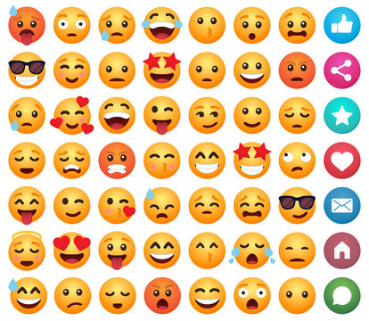 Set of emoticon cartoon emojis smile for social media