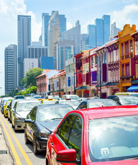 Car traffic street Singapore cityscape