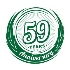 Fifty-nine years anniversary celebration logotype. 59th anniversary logo. Vector and illustration.