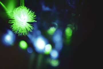 Green and blue bokeh of christmas lights
