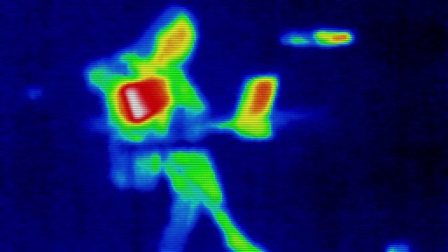 woman work on laptop IR Infrared Thermal image
