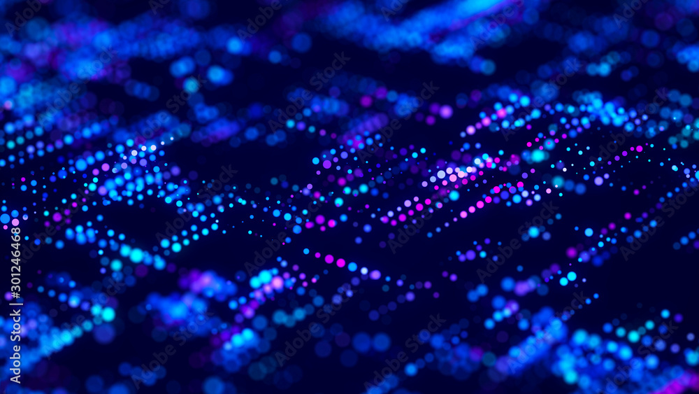 Poster Abstract technology background. Artificial intelligence. Science background. Big data visualization. 4k rendering.