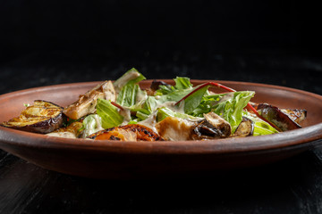 Grilled vegetable salad. Salad of barbecued zucchini, eggplant, onion-2.