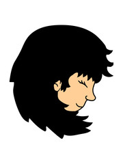 mädchen gesicht hübsch jung schwarze haare spaß klein logo schön kopf frau weiblich comic cartoon clipart design kind