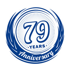 Seventy-nine years anniversary celebration logotype. 79th anniversary logo. Vector and illustration.
