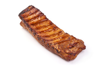 Grilled pork ribs, Delicious roasted hot ribs, isolated on white background