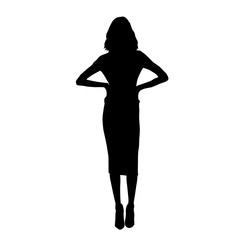 Fototapeta premium Black fashion vector silhouette of stylish woman on white background