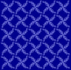 Nature ornament pattern. Hand drawn vector illustration with blue background 