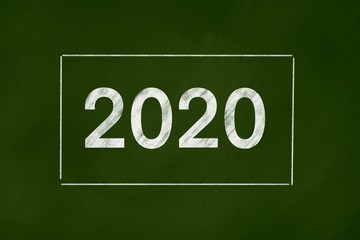 2020 goals vision background concept on green chalkboard