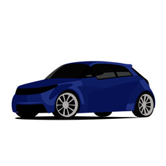 Obraz na płótnie Canvas Hatchback blue realistic vector illustration isolated