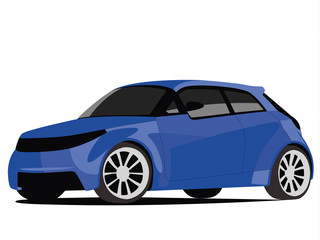 Hatchback blue realistic vector illustration isolated