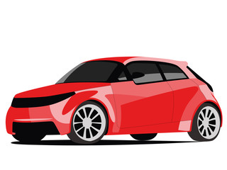 Hatchback red realistic vector illustration isolated