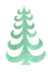 Forever green, New Year, holiday tree - fir-tree. Watercolor hand drawn illustration