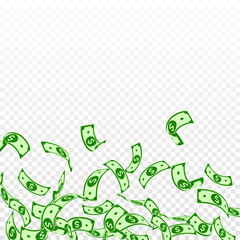 American dollar notes falling. Floating USD bills 