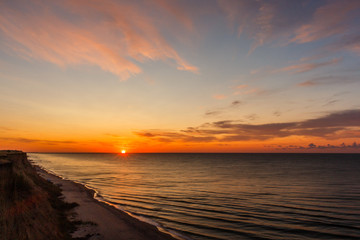 Fototapeta premium Sunrise at coast of the sea. Black Sea. Summer 2019 Ukraine