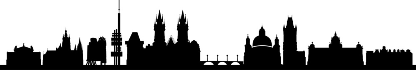 Fototapeta premium Prag City Skyline Vector Silhouette