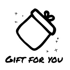 A special gift for you. Hand drawn gift box and text 
