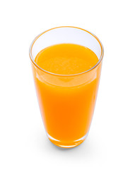 glass of orange juice on white background.