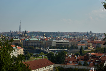 Fototapeta na wymiar Panorama of the city with a view of Charles Bridge Prague, Czech Republic.