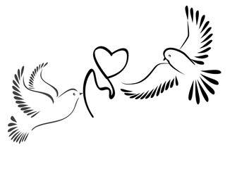 Doves symbolizing love and peace. vector illustration.