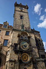 Tower with an astrological clock in Prague, Czech Republic.