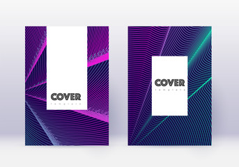 Hipster cover design template set. Neon abstract l