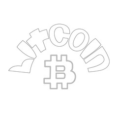 Bitcoin lettering black icon vector