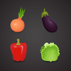 Vegetable vector icon set.