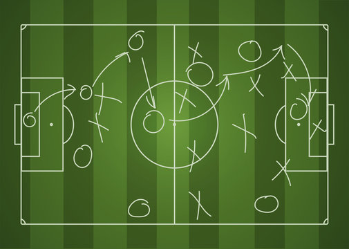 Football tactics on the scheme. Vector illustration.