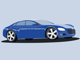 Sport car blue realistic vector illustration isolated