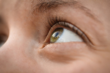 The Chicago skyline reflected in a woman's open eye