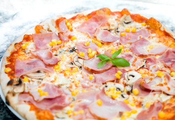Obraz na płótnie Canvas freshly backed pizza process