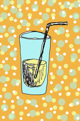 a glass of water hand drawn with stroke. pen pencil illustration