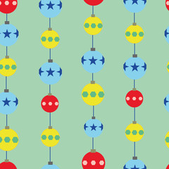 Colorful Christmas Baubles seamless pattern print background 