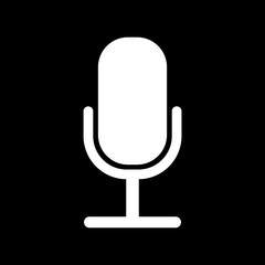 Microphone icon on black.