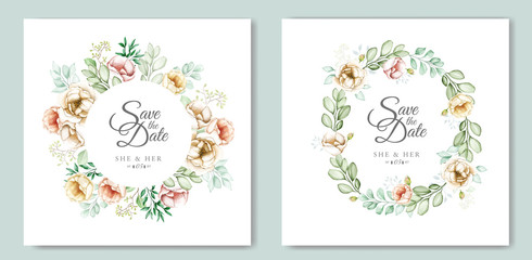 invitation design with watercolor floral 