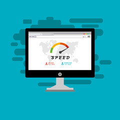 Website loading speed, Server speed, page speed test flat design vector illustration - Vector