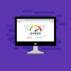 Website loading speed, Server speed, page speed test flat design vector illustration - Vector