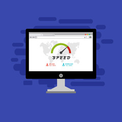 Website loading speed, Server speed, page speed test flat design vector illustration - Vector