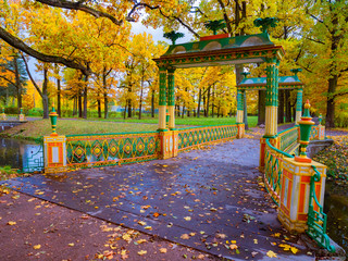 Saint Petersburg. Russia. Leningrad region. Town of Pushkin. Tsarskoe selo. Autumn in the suburbs...